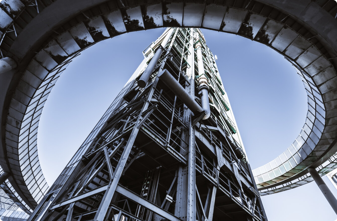 Modern fuel or oil factory building